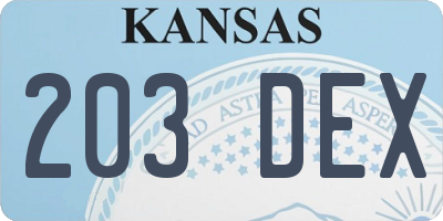 KS license plate 203DEX