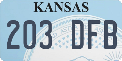 KS license plate 203DFB