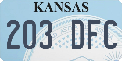 KS license plate 203DFC