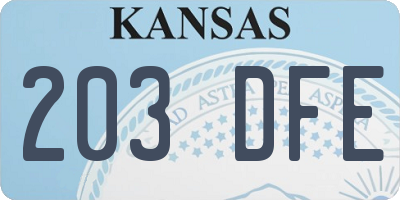 KS license plate 203DFE