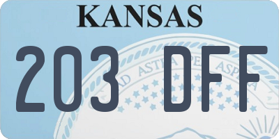 KS license plate 203DFF