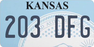 KS license plate 203DFG