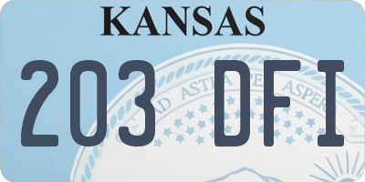 KS license plate 203DFI