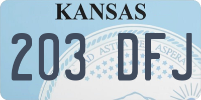 KS license plate 203DFJ