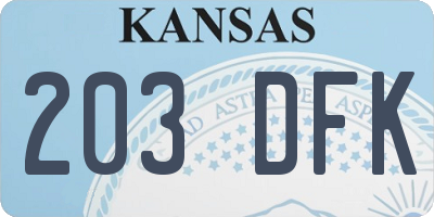 KS license plate 203DFK