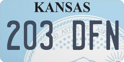 KS license plate 203DFN