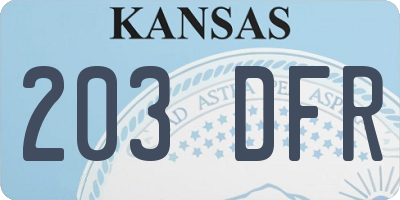 KS license plate 203DFR