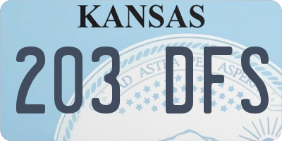 KS license plate 203DFS