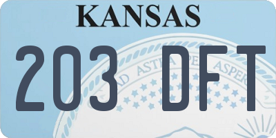 KS license plate 203DFT