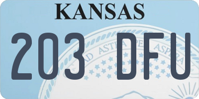 KS license plate 203DFU
