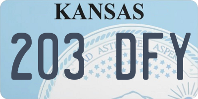KS license plate 203DFY