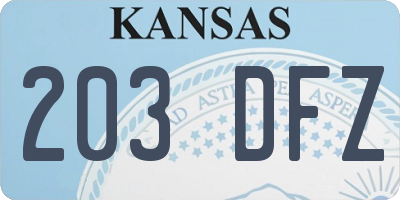 KS license plate 203DFZ