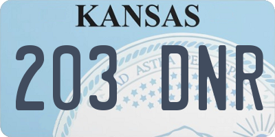 KS license plate 203DNR