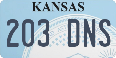 KS license plate 203DNS