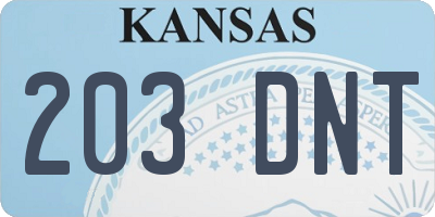 KS license plate 203DNT
