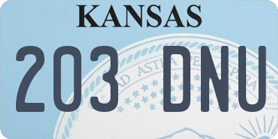 KS license plate 203DNU