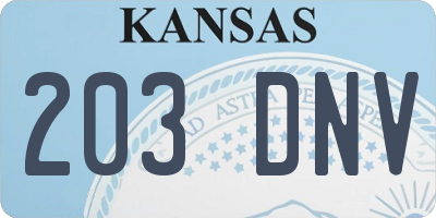 KS license plate 203DNV