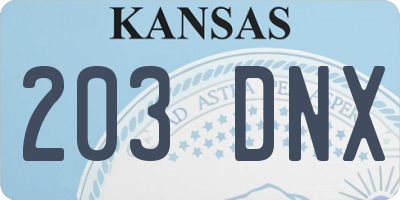 KS license plate 203DNX