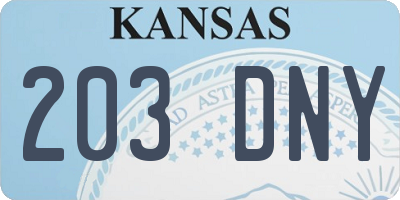 KS license plate 203DNY