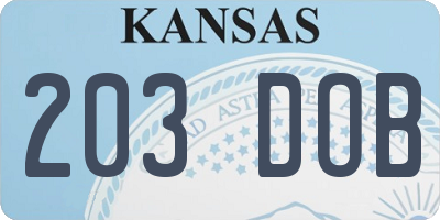 KS license plate 203DOB