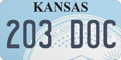 KS license plate 203DOC