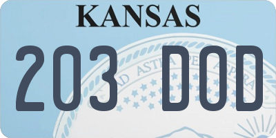 KS license plate 203DOD