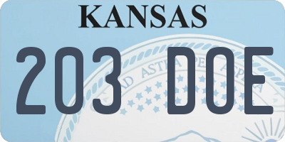 KS license plate 203DOE