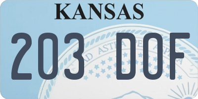 KS license plate 203DOF