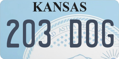 KS license plate 203DOG