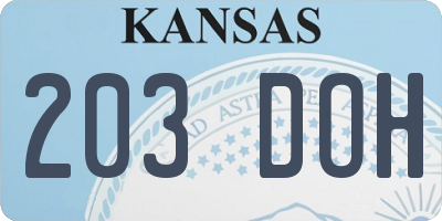 KS license plate 203DOH