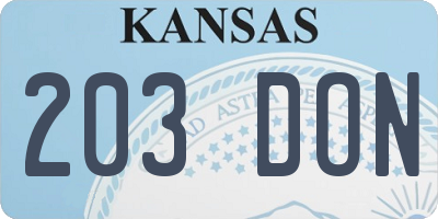 KS license plate 203DON