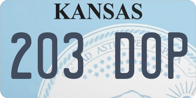 KS license plate 203DOP