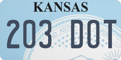 KS license plate 203DOT