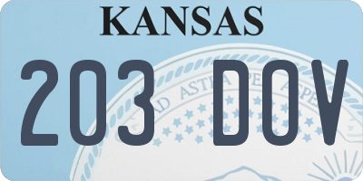 KS license plate 203DOV