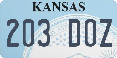 KS license plate 203DOZ