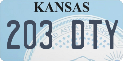 KS license plate 203DTY