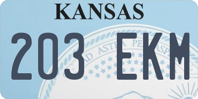 KS license plate 203EKM