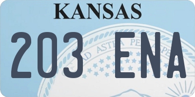 KS license plate 203ENA