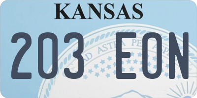 KS license plate 203EON