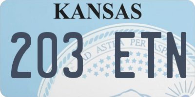 KS license plate 203ETN