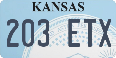 KS license plate 203ETX
