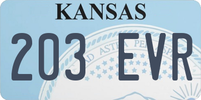 KS license plate 203EVR