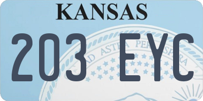 KS license plate 203EYC
