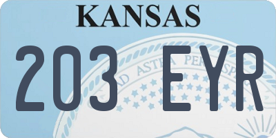 KS license plate 203EYR