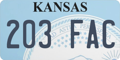 KS license plate 203FAC