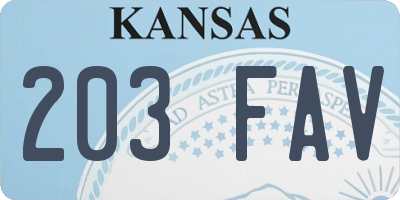 KS license plate 203FAV