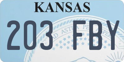 KS license plate 203FBY