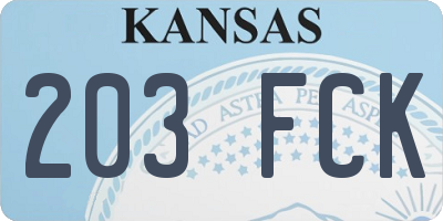 KS license plate 203FCK