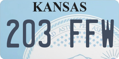 KS license plate 203FFW