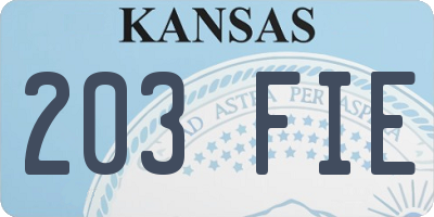 KS license plate 203FIE